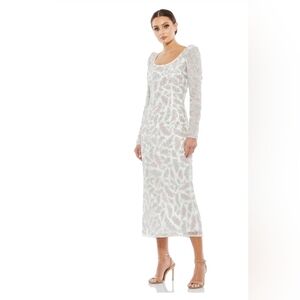 Mac duggal, Foliage Embellished‎ Sheath Dress, Ivory, Size 4, NWT